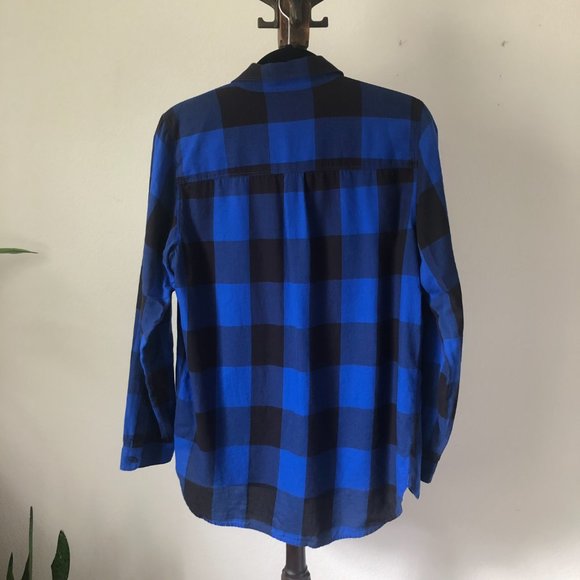 Madewell Women's Blue Plaid Flannel - Picture 2 of 3